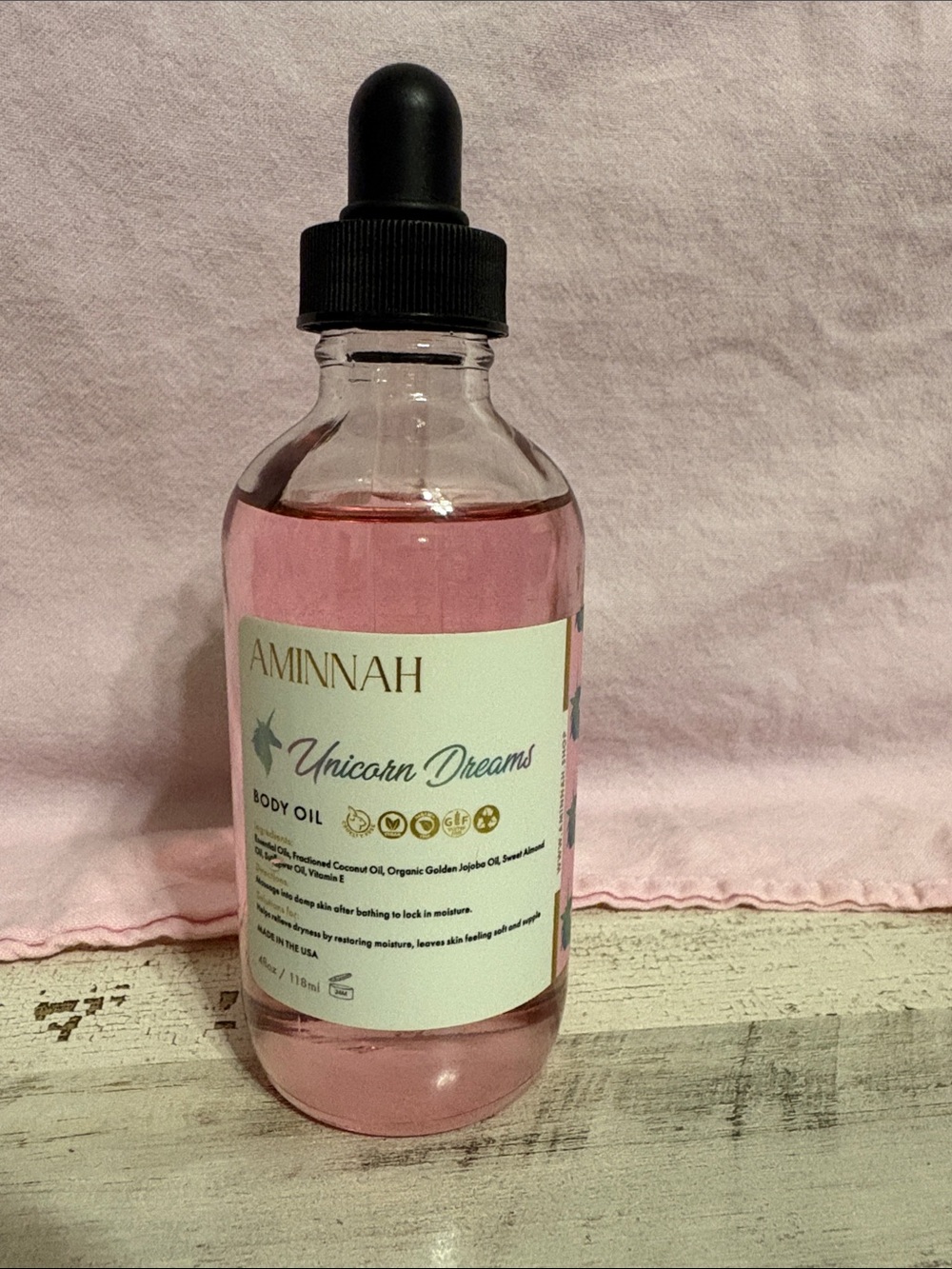 Aminnah Unicorn Dreams Pink Body Oil. New